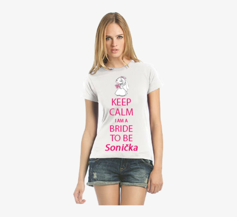 Women's T-shirt Keep Calm - B&c Tw040 Exact 190 Ladies Tee Atoll - Size: Xl, transparent png