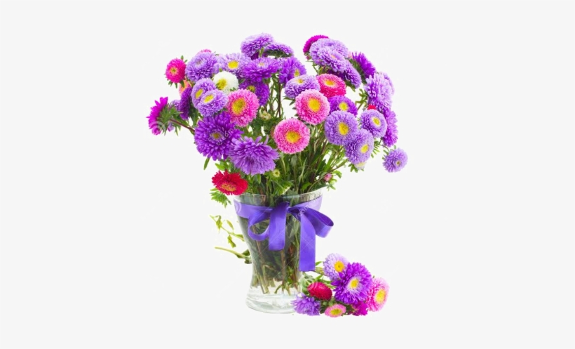 Aster Png Pic - Bouquet Of Aster Flower Png, transparent png