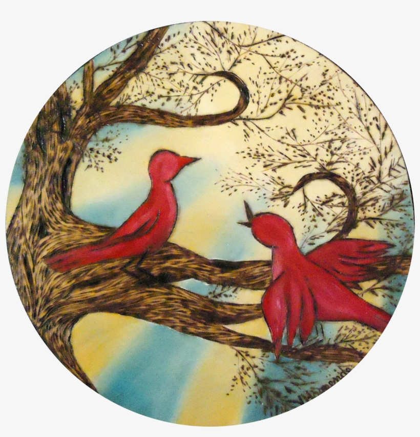 Pink Birds- 8" Circle - Stained Glass, transparent png