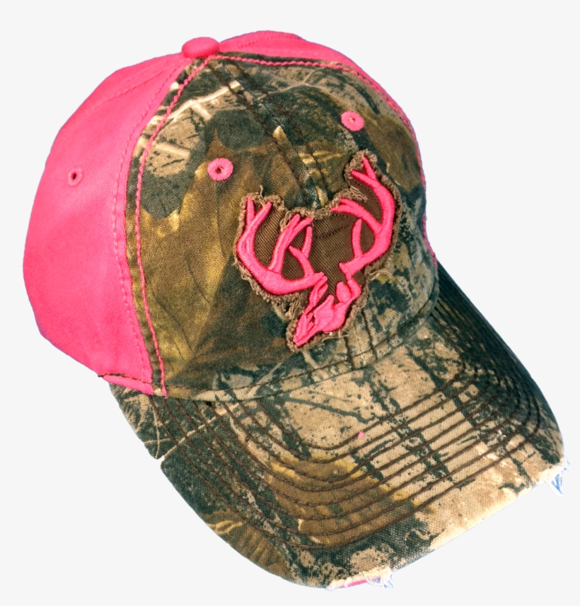 Team Realtree Woman's Camo Cap Pink Deer Horns And - Baseball Cap, transparent png