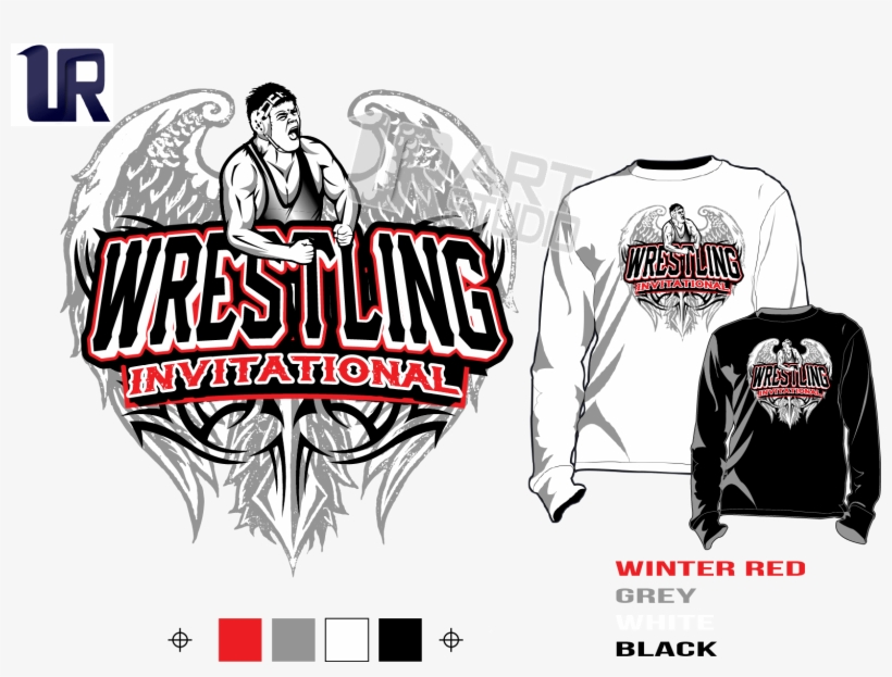 Wrestling Invitational Tshirt Vector Design Separated - Color, transparent png