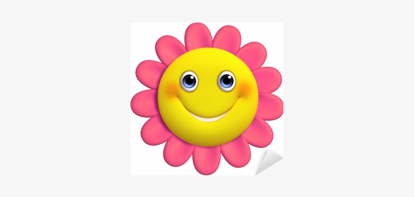 3d Cartoon Cute Flower Sticker • Pixers® • We Live - Flower With Smiley Face, transparent png