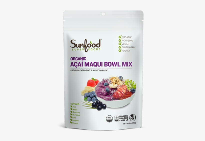 Acai Maqui Bowl Mix 6oz Pouch - Sunfood Acai Maqui Bowl Mix, transparent png