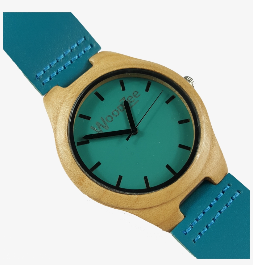 Wooden Bamboo Watch With Blue Leather Strap At Woodzee-wooden - Analog Watch, transparent png