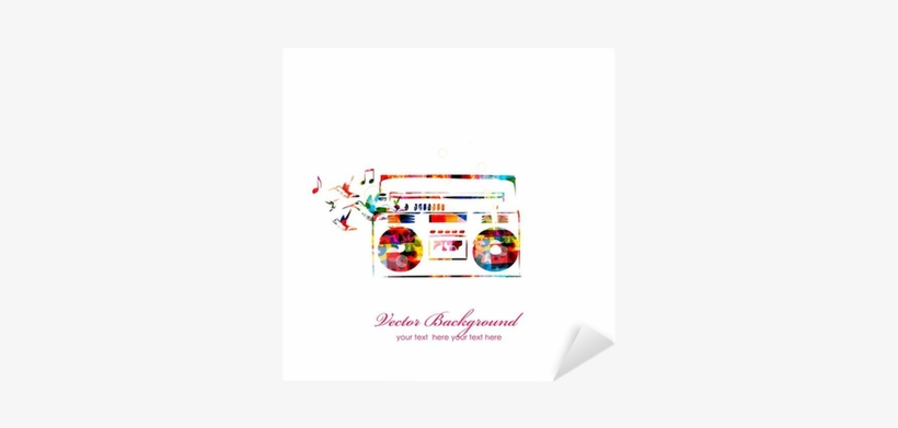Colorful Music Vector Background With Tape-recorder - Music, transparent png