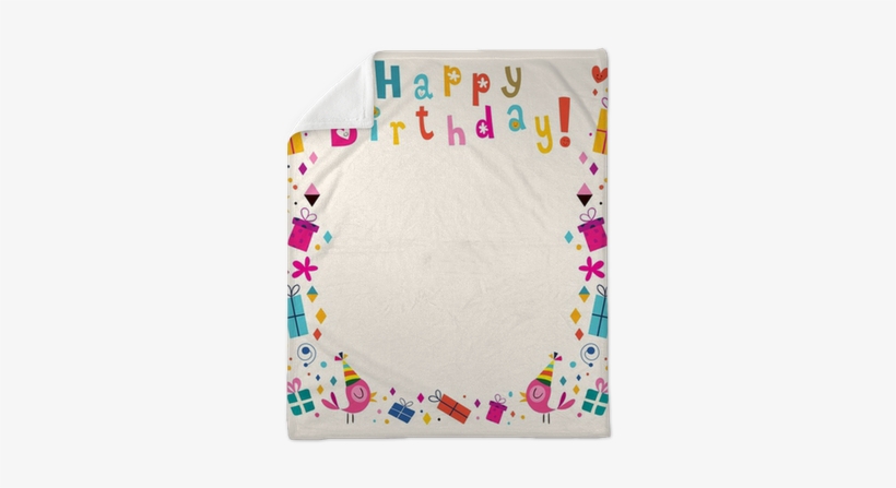 Happy Birthday Border Retro Card Plush Blanket • Pixers® - Happy Birthday Borders Clipart, transparent png
