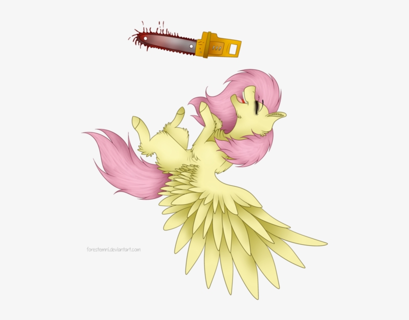 Forestemni, Blood, Chainsaw, Fluttershy, Laughing, - Fluttershy, transparent png