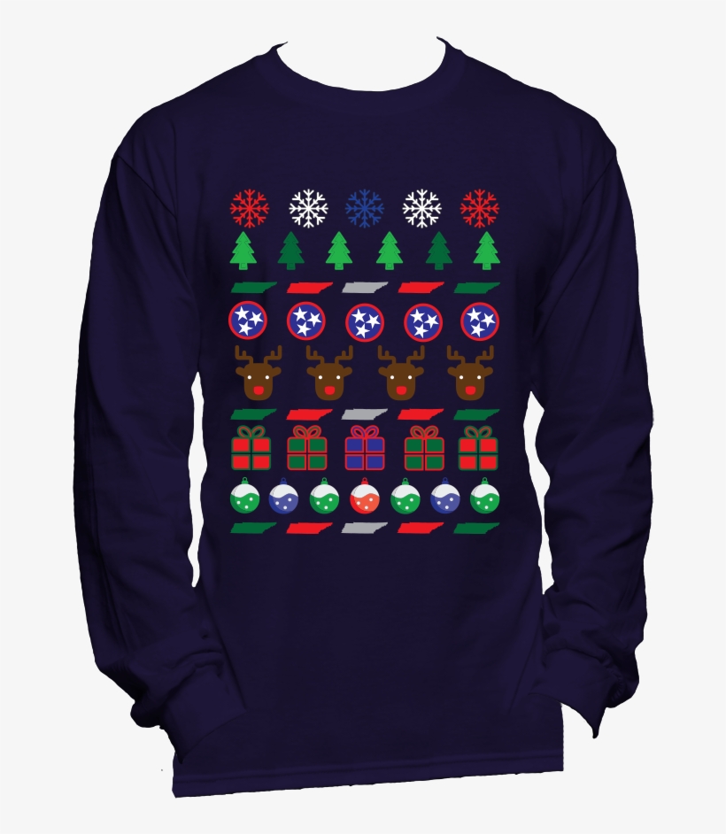 Tennessee Ugly Christmas Sweater Mens Long Sleeve T-shirt - Navy Blue Long Sleeve Tee, transparent png