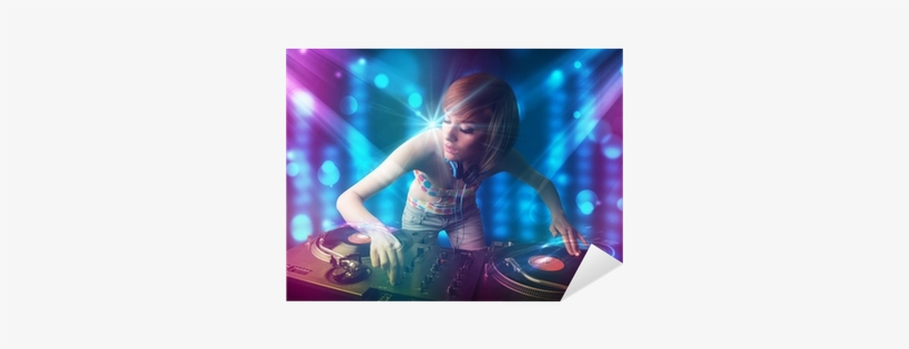 Dj Girl Mixing Music In A Club With Blue And Purple - Music, transparent png