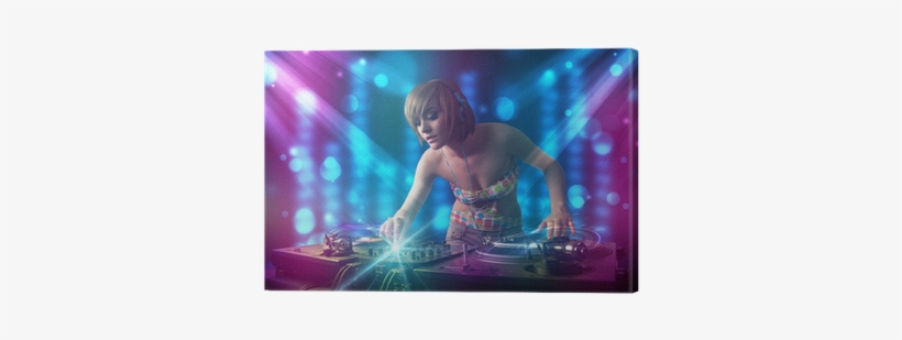 Dj Girl Mixing Music In A Club With Blue And Purple - Audio Mixing, transparent png