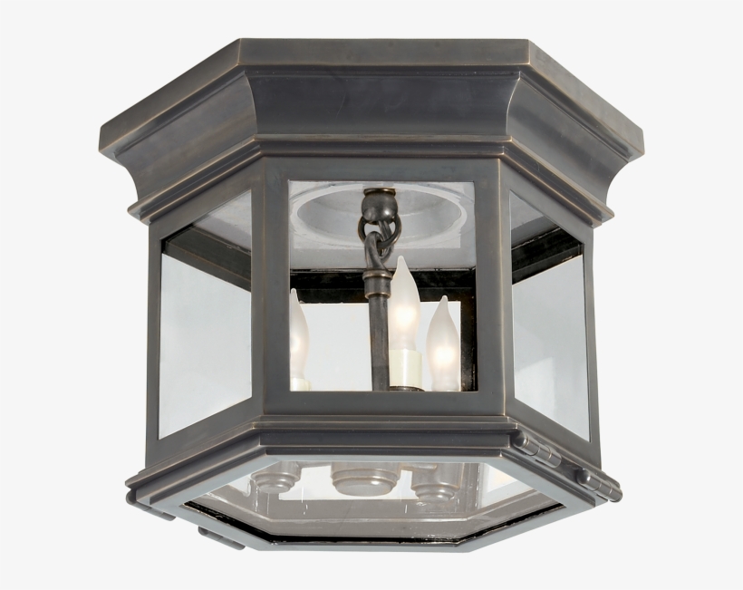 Club Small Hexagonal Flush Mount - Visual Comfort Cho4110bz-cg E.f. Chapman Club 3 Light, transparent png