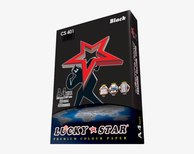 A4 Lucky Star Colour Paper Cs401 Black 80gsm 450 Sheets - Officeplus.com.my, transparent png