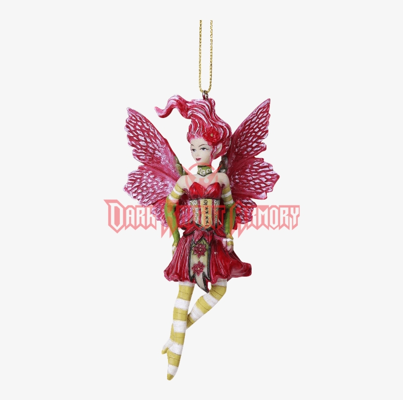 Poinsettia Fairy Hanging Ornament - Redhead Poinsettia Fairy Ornament, transparent png