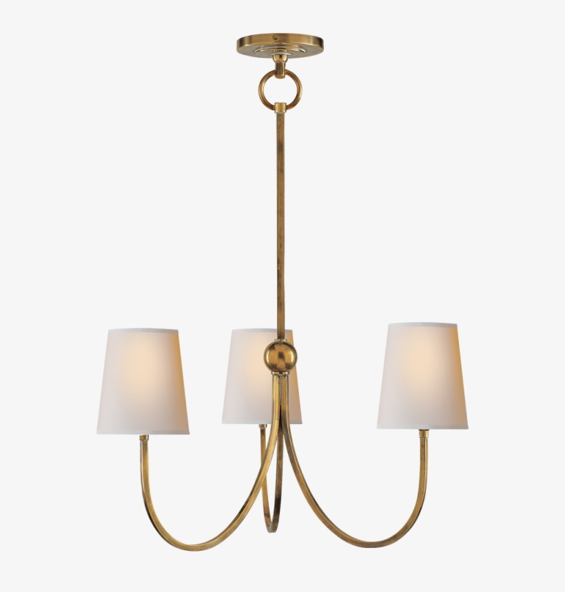 Reed Small Chandelier In Hand-rubbed Antique Bra - Reed 3-light Chandelier - Antique Brass - Visual Comfort, transparent png