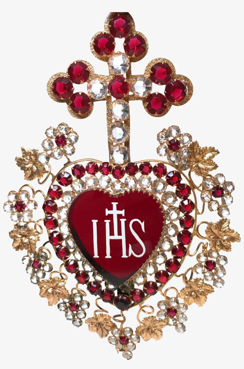 Antique Nineteenth Century French Flaming Sacred Heart, transparent png