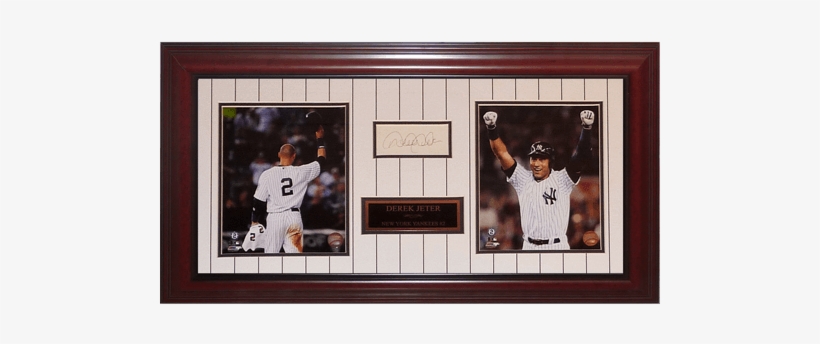 Derek Jeter Autographed New York Yankees Deluxe Framed - Anonymous - Derek Jeter Celebrates Game Winning Single, transparent png