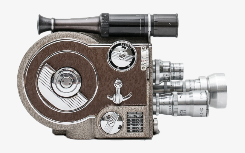 8 Mm Vintage Film Camera With Turret Lens, transparent png
