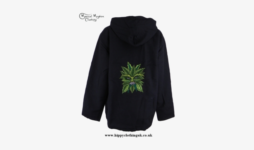 Black Embroidered Green Man Cotton Jacket With Hood - Jacket, transparent png