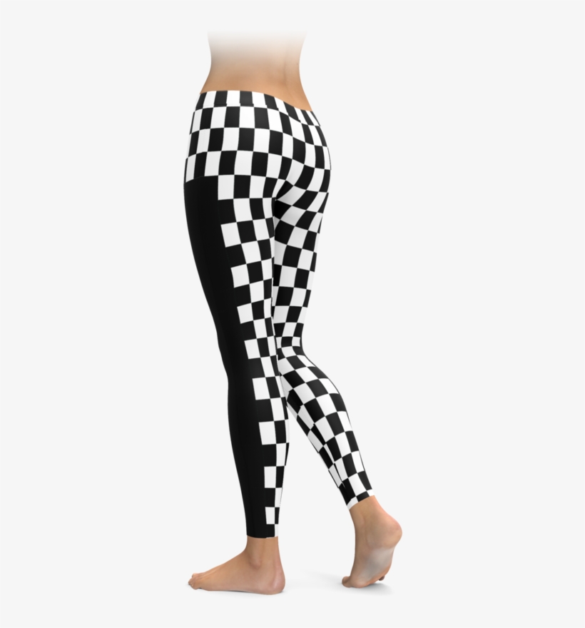 Checkered Flag Racing Stripe Leggings - Leggings, transparent png
