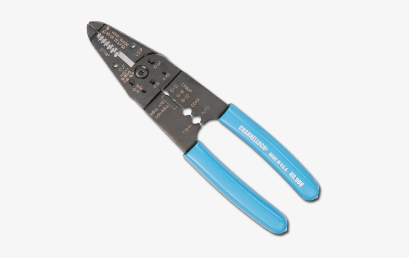 908 Wire Strippers - Channellock 908 8-1/4 In. Long Multi-purpose Wiring, transparent png