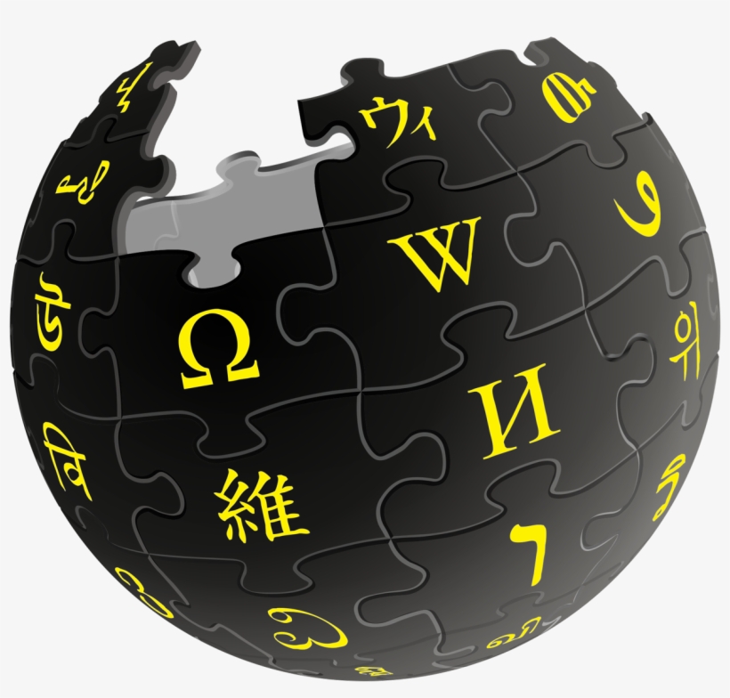 Wikipedia Logo Black And Yellow Globe Only - Wikipedia, transparent png