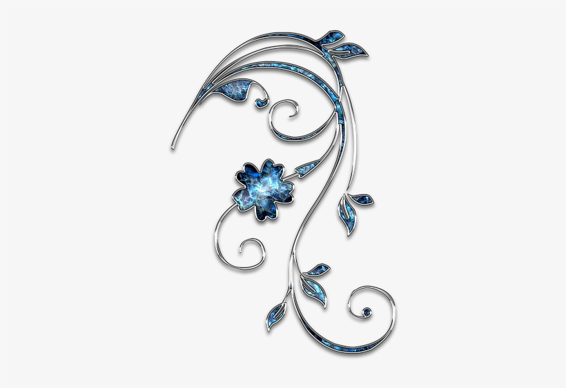 Decor, Ornament, Jewelry, Flower, Blue, Silver - Silver, transparent png