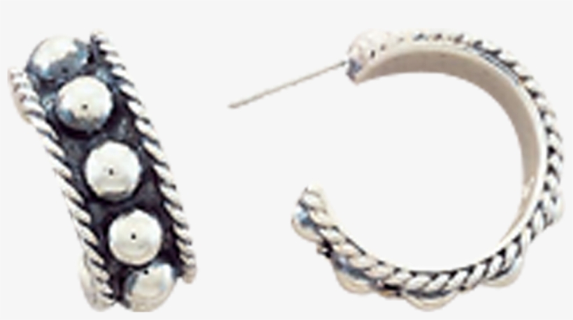 Vendor-unknown Collections Black Silver Bead Hoops - Vogt Silversmiths Beaded Women's Western Hoop Earrings, transparent png