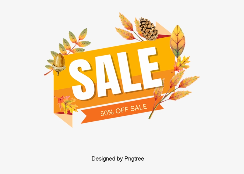 Simple Cartoon Autumn Promotion Design, Simple, Autumn, - Discount Tag, transparent png