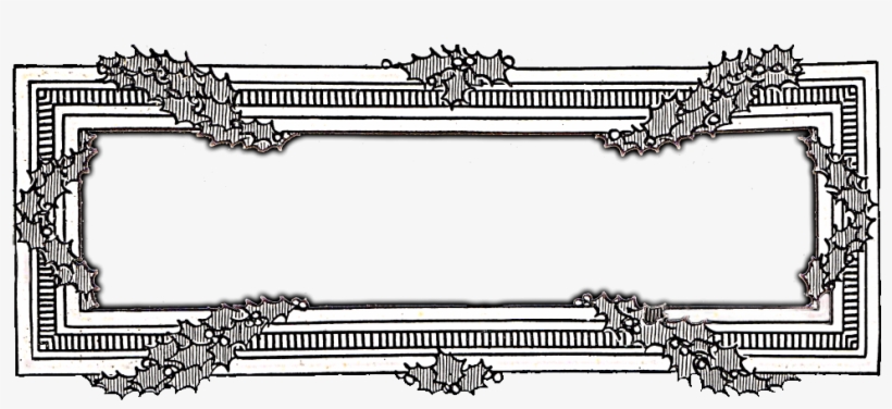 Christmas Clip Art Holly Frame - Vintage Christmas Clip Art Black And White, transparent png