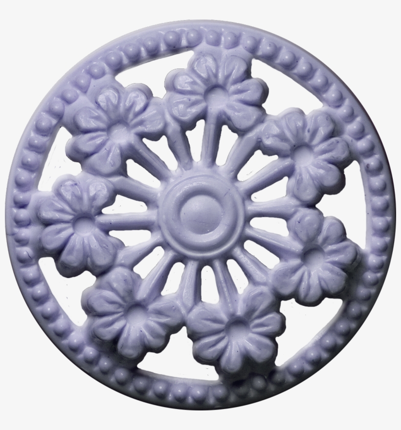 Button With Seven Flowers And Cut-outs, Lavender - Button, transparent png