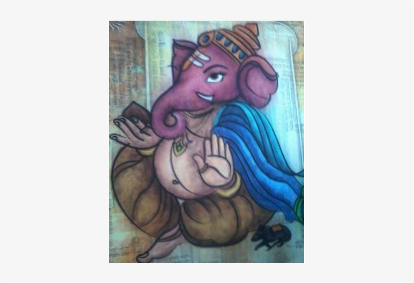 Emboss Vinayagar Painting With Glitters - Cartoon, transparent png