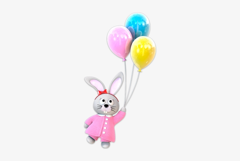 Conejita Volando Con Globos - Stickers Effet 3d- Lapin Ballons, transparent png