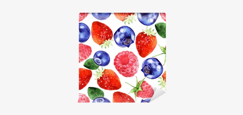 Watercolor Berries Seamless Pattern Isolated On White - Stock Illustration, transparent png