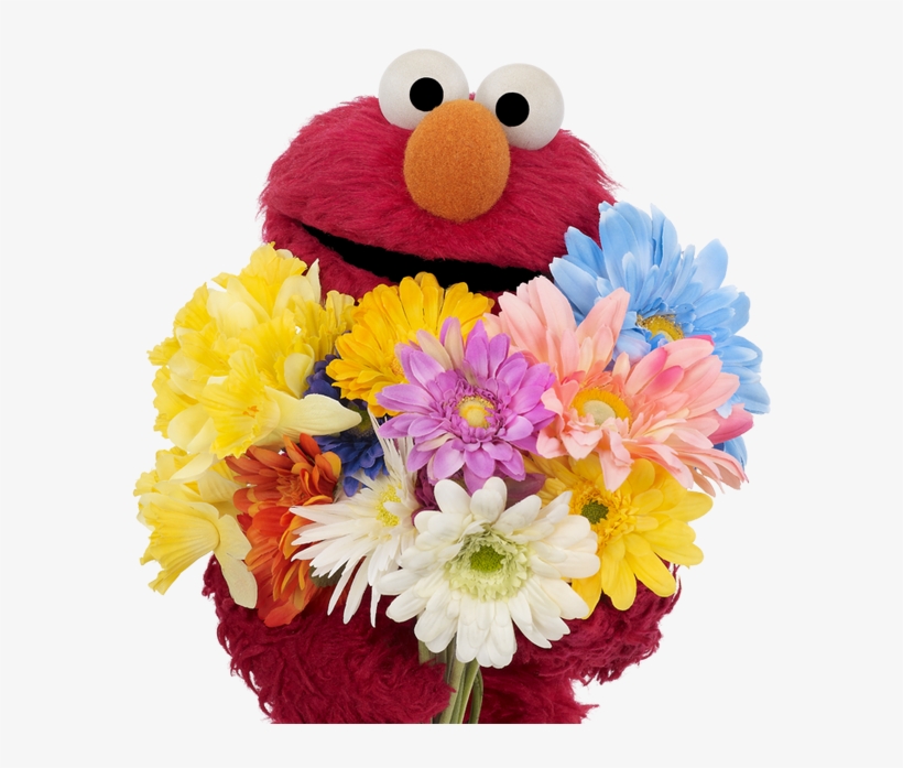 Elmo On Twitter - Elmo With Flowers, transparent png