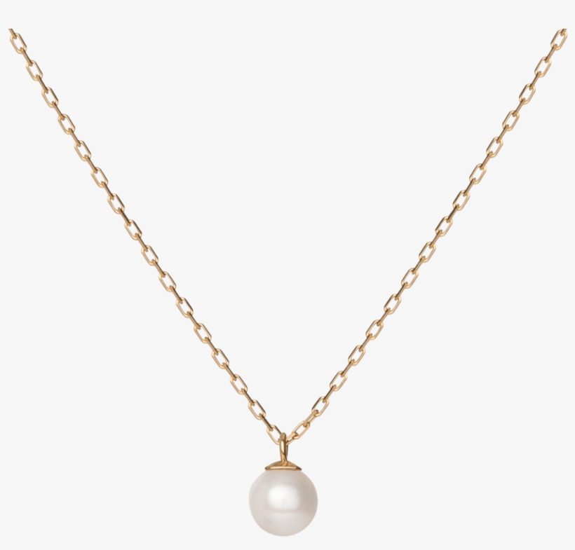 Single Pearl Pendant Gold Necklace, transparent png