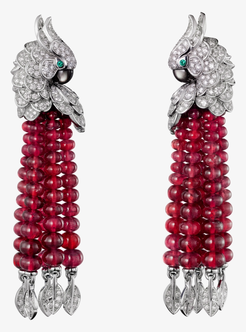 Les Oiseaux Libérés Earringswhite Gold, Rubies, Emeralds, - Cartier Ruby Red Earrings, transparent png