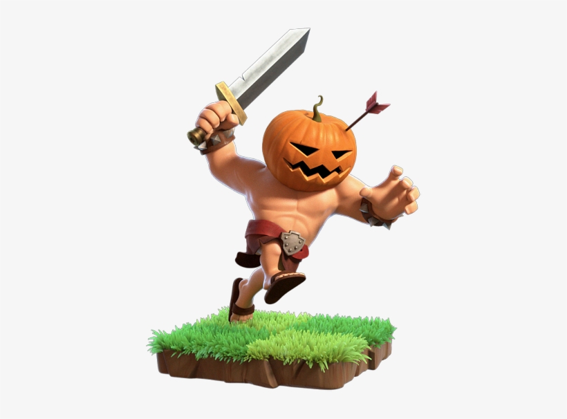 Leave It To The Barbarian To Use A Gourd As A Helmet - Clash Of Clans Pumpkin Barbarian, transparent png