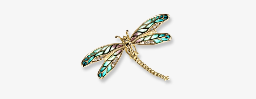 18 Karat Gold Dragonfly Brooch-green And Pink - Gold, transparent png