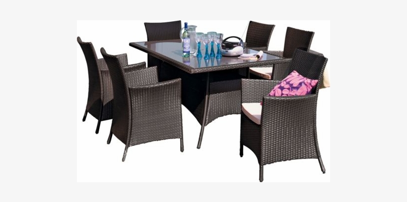 Bali 6 Seater Rattan Effect Patio Furniture Set - Furniture Items Png, transparent png