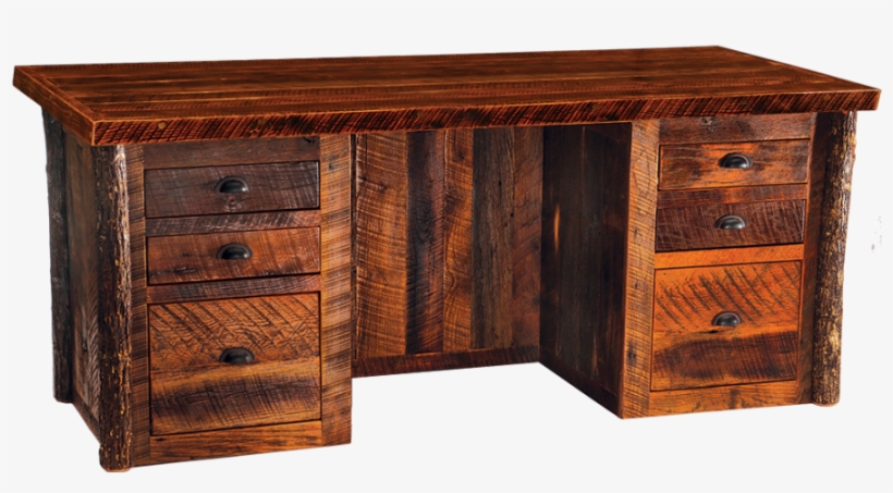 Amish Furniture Free Shipping - Lodgecraft Barnwood Executive Desk, transparent png