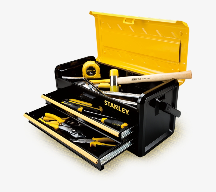 Hand Tools & Storage - Stanley 2-drawer Metal Tool Box 19", transparent png