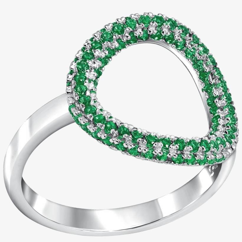Hoop Sterling Silver Ring Pave Set With Emerald Colour - Tresor Paris Hoop Sterling Silver Ring Pave Set With, transparent png
