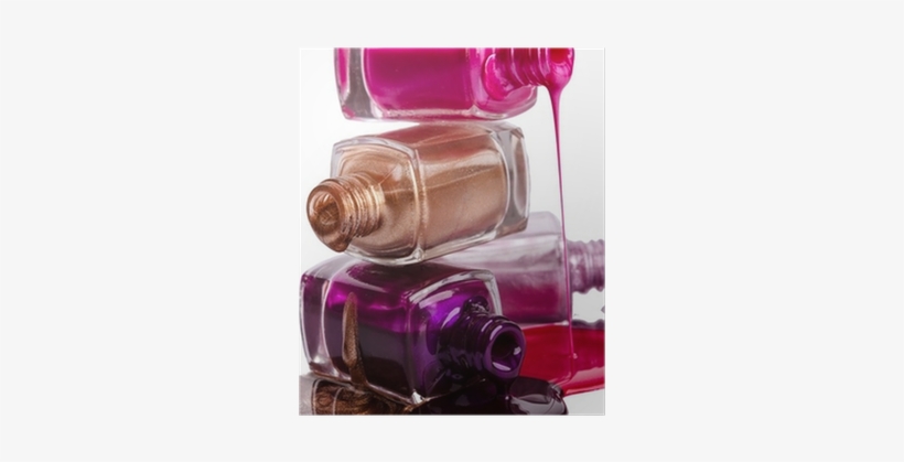 Bottles With Spilled Nail Polish Over White Background - Stock Photography, transparent png