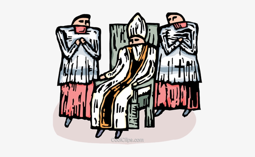 Bishop Sitting In A Chair With Altar Boys Royalty Free - Clip Art, transparent png