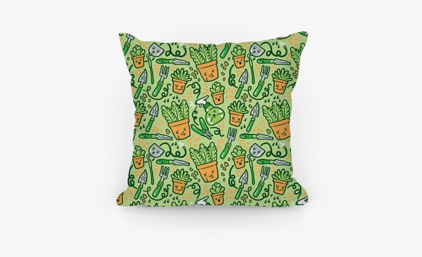 Kawaii Plants And Gardening Tools Pillow - Cushion, transparent png