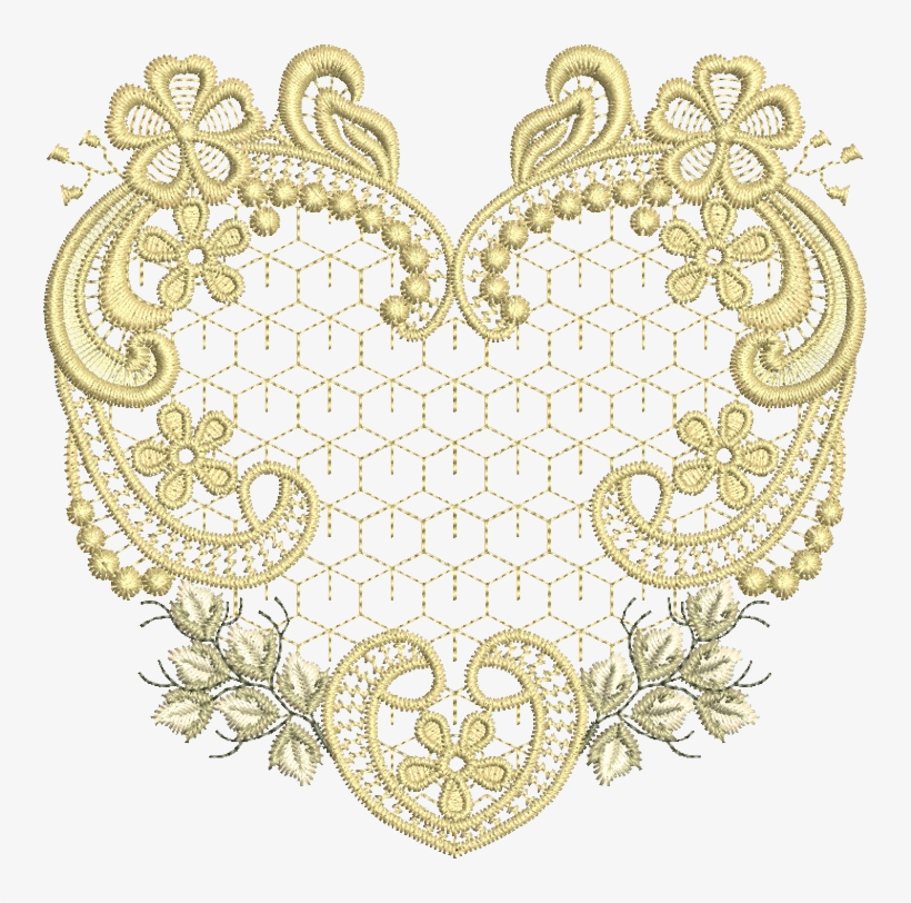 32 - Golden Heart - Embroidery, transparent png
