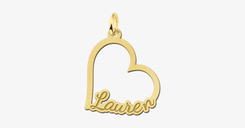 Gold Heart Shaped Name Pendant - Gold, transparent png