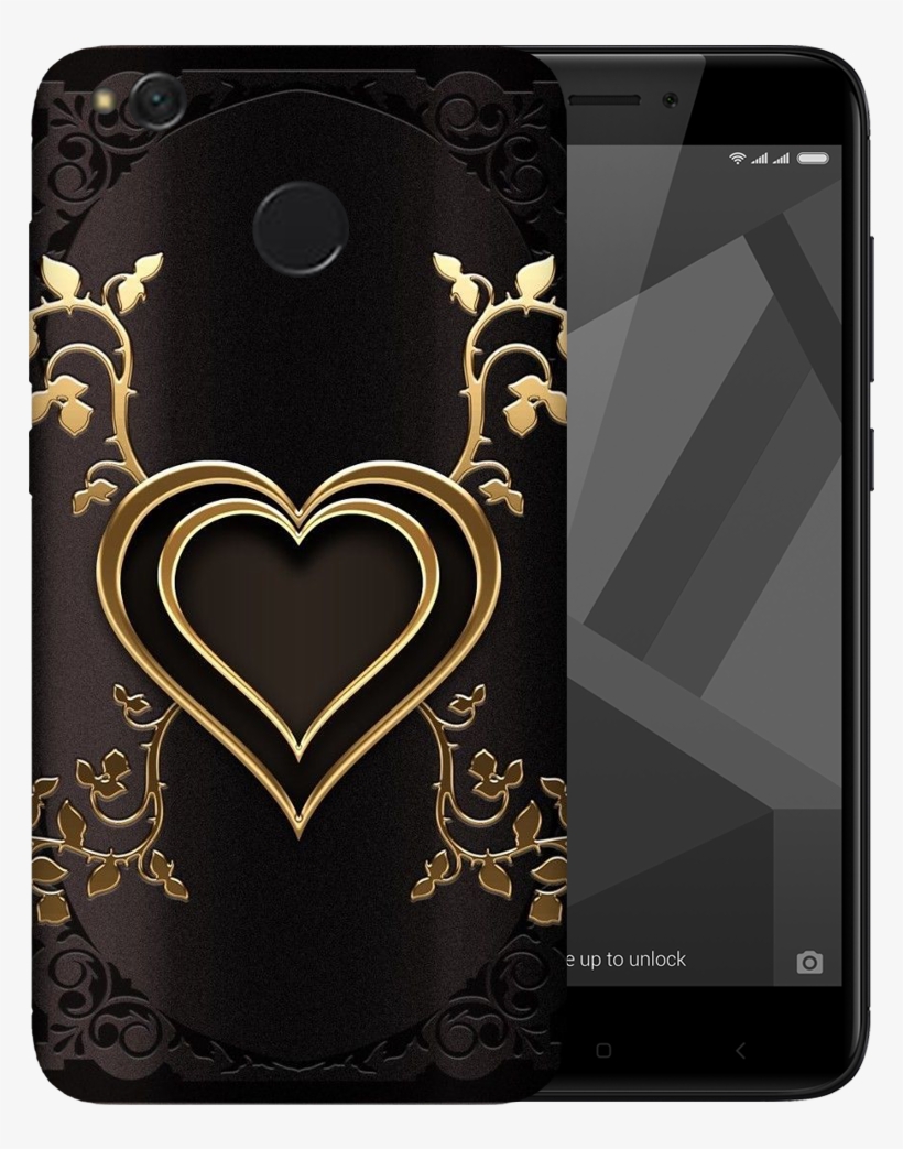 Double Golden Heart Printed Case Cover For Redmi 4 - Xiaomi Redmi 4x Dual Mag138 3gb/32gb 4g Lte Black, transparent png