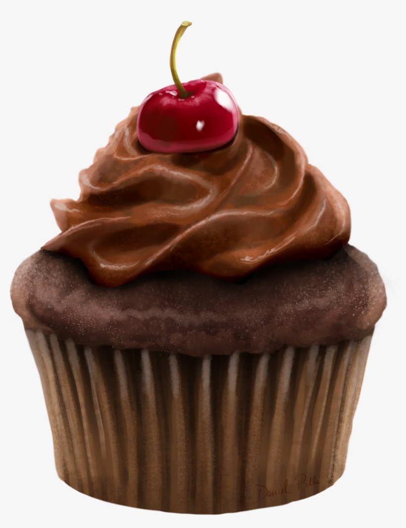 Chocolate Cherry Cupcake - Cupcake With Transparent Background, transparent png