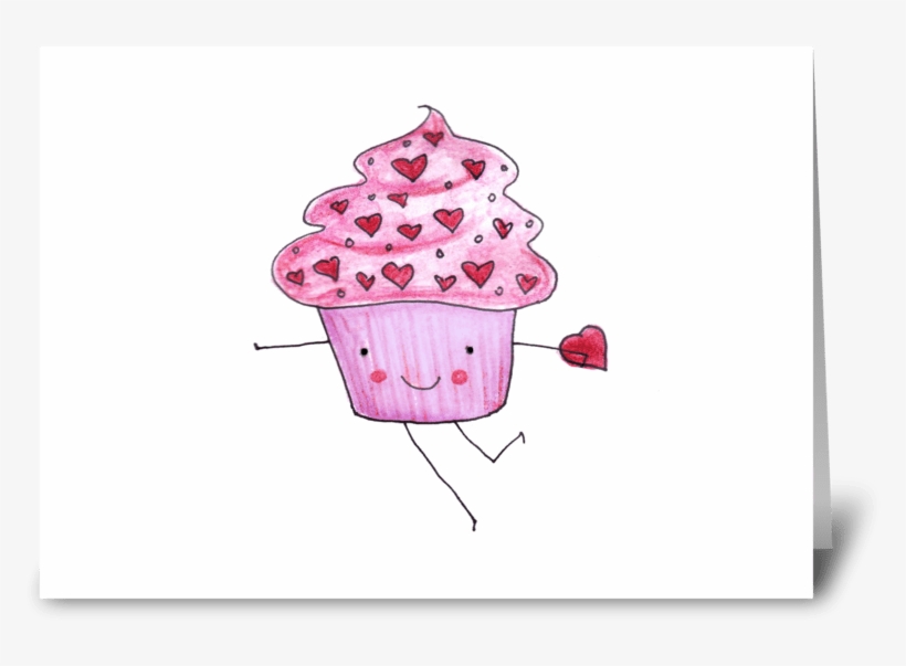Pink Cupcake Valentine Greeting Card - Ice Cream, transparent png